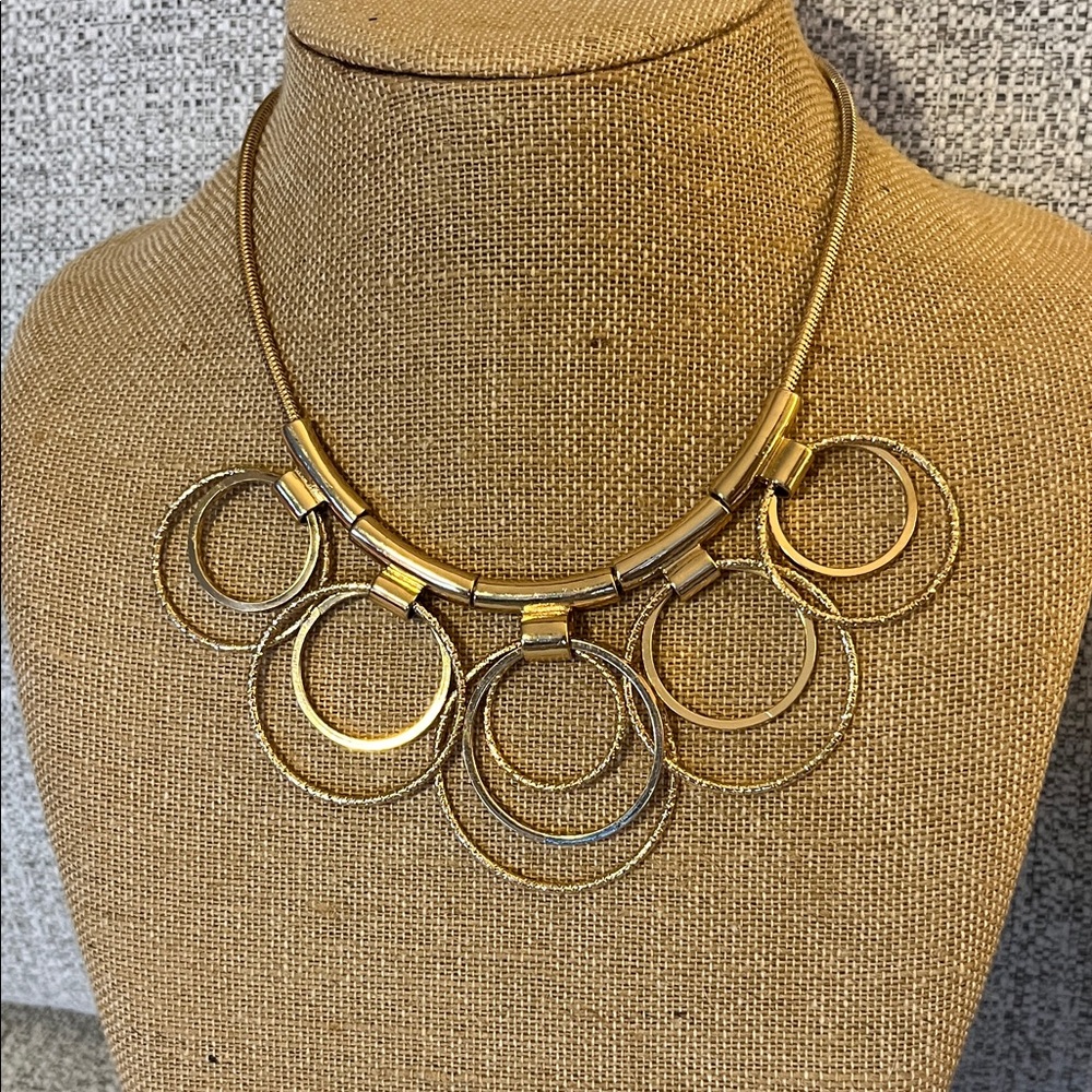 Thalia Sodi Gold Tone Circles Statement Necklace Snake Chainโ